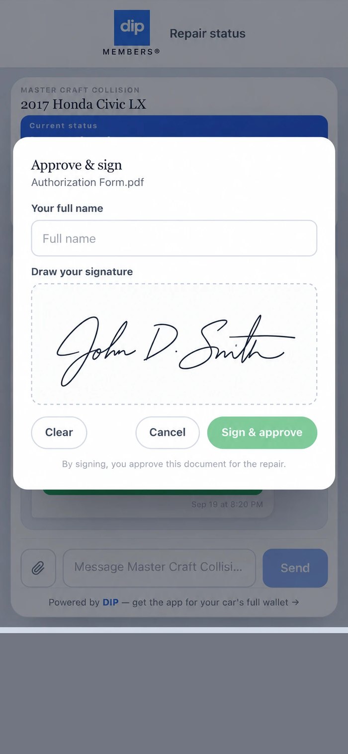 Approve and sign a document on the phone